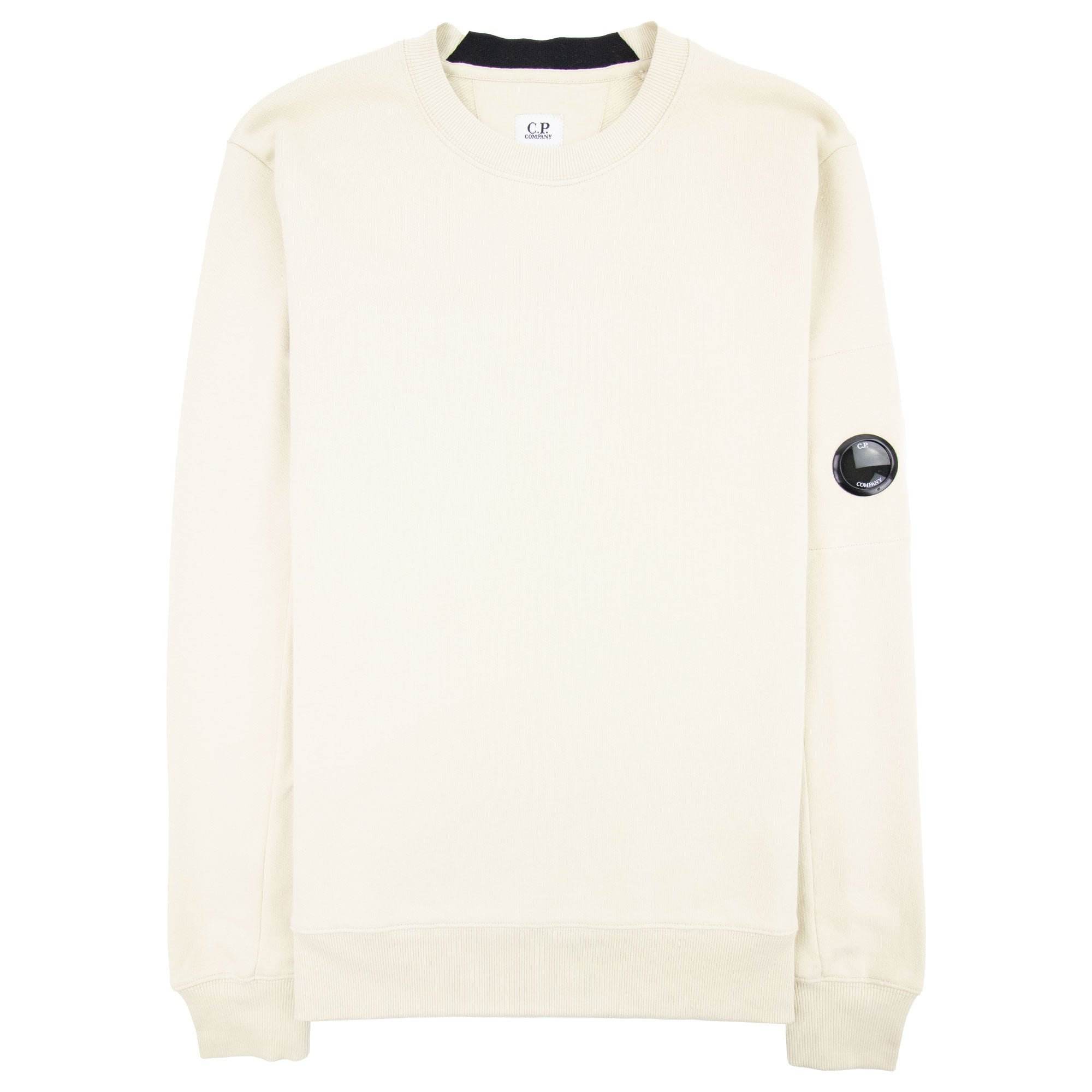 CP Company Diagonal Raised Fleece Lens Crew Sweatshirt Oyster Grey 303