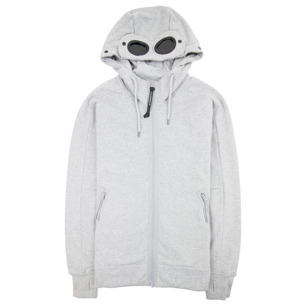 Cp Company Diagonal Raised Fleece Full Zip Goggle Hoody Grey M93
