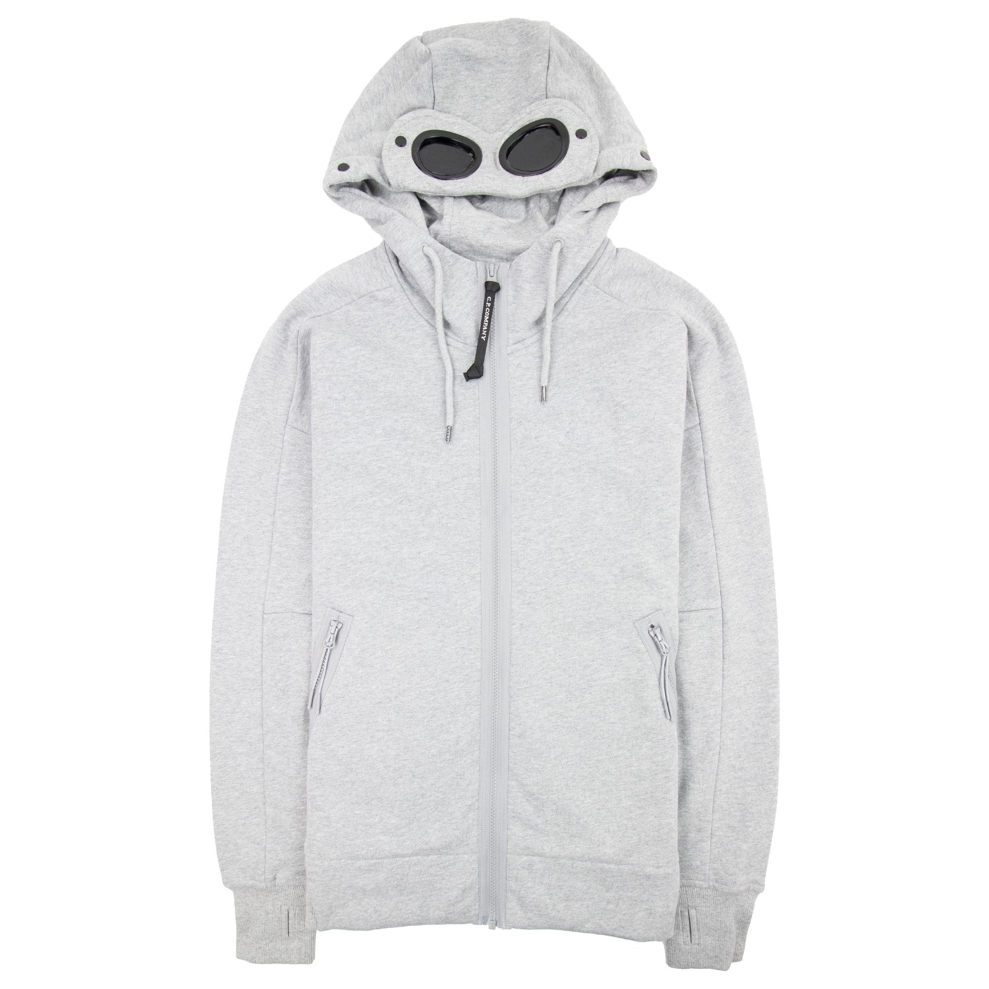 Cp Company Diagonal Raised Fleece Full Zip Goggle Hoody Grey M93