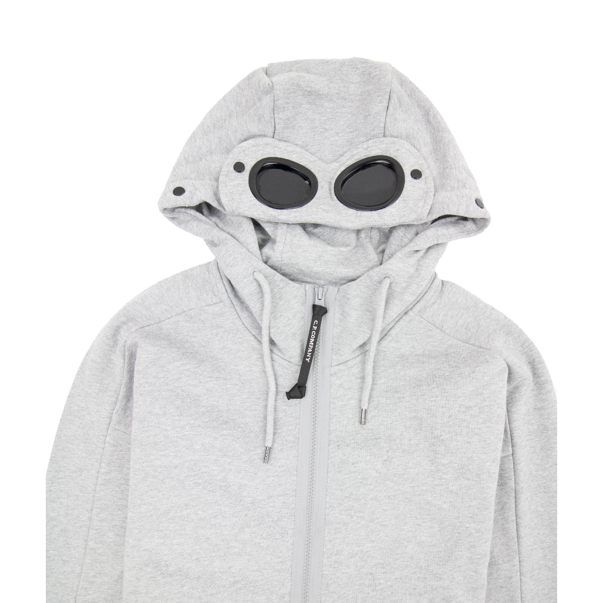 Cp Company Diagonal Raised Fleece Full Zip Goggle Hoody Grey M93