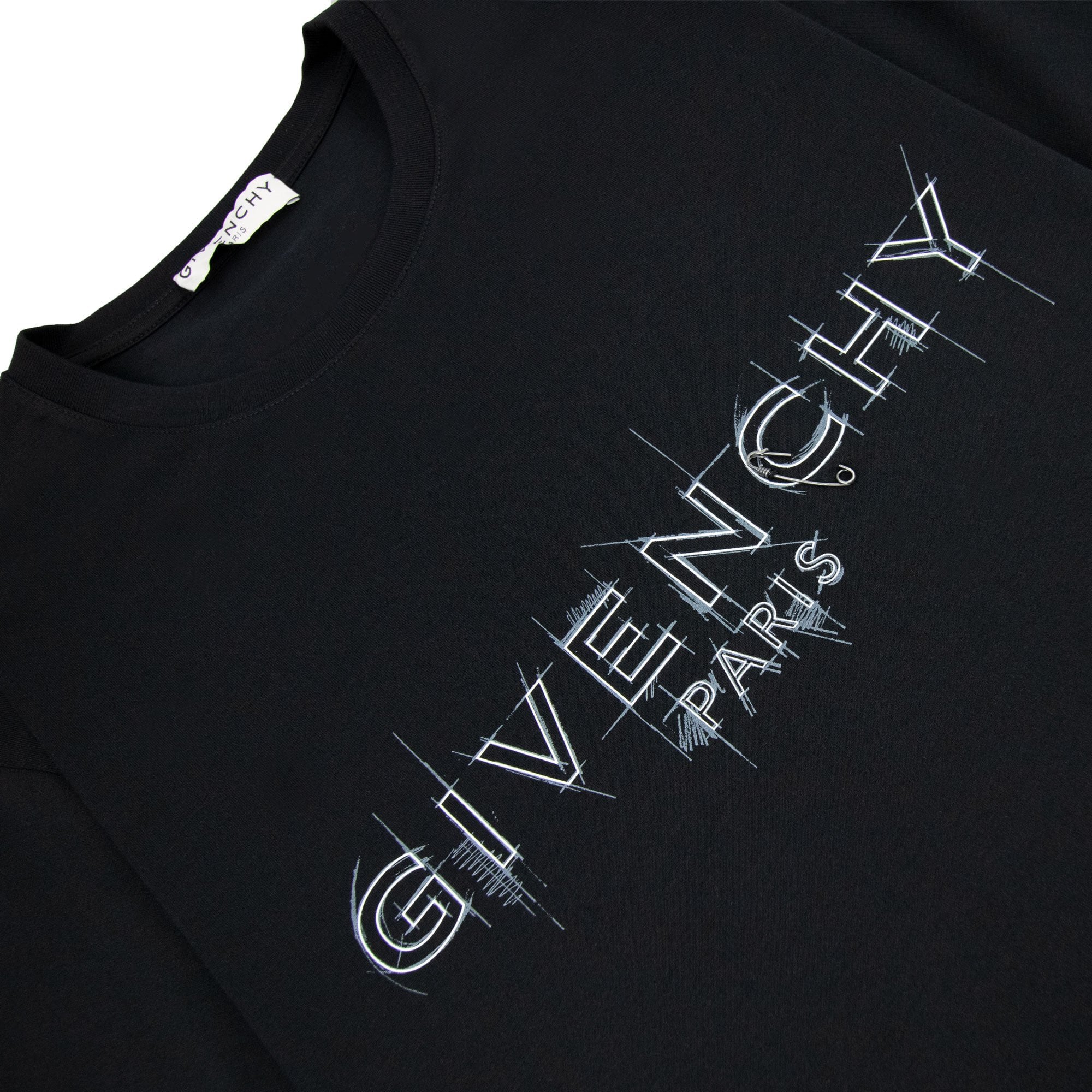 Givenchy Logo Print Crewneck T Shirt Black 001