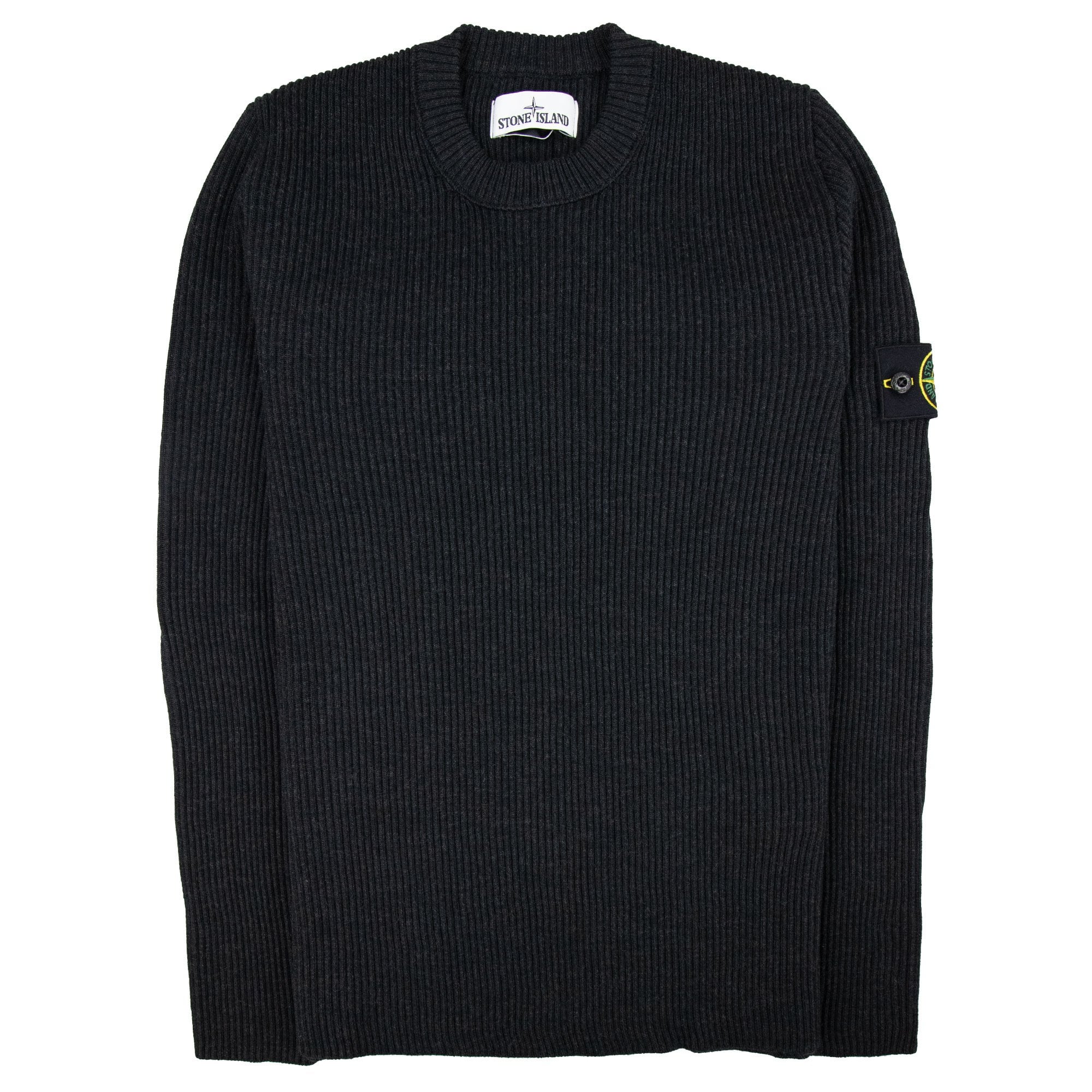Stone Island Ribbon Knitted Crewneck Sweatshirt Dark Grey V0065