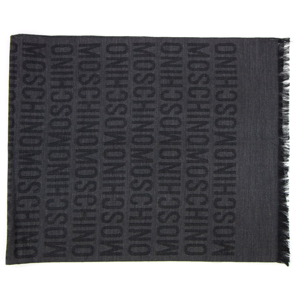 Love Moschino All Over Logo Print Scarf Dark Grey