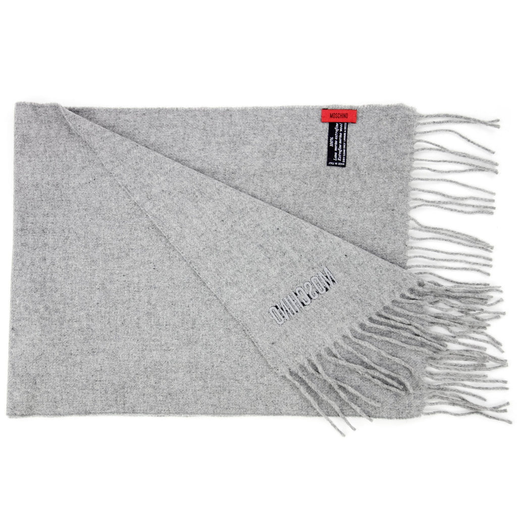 Love Moschino Sciarpa Knitted Logo Scarf Light Grey