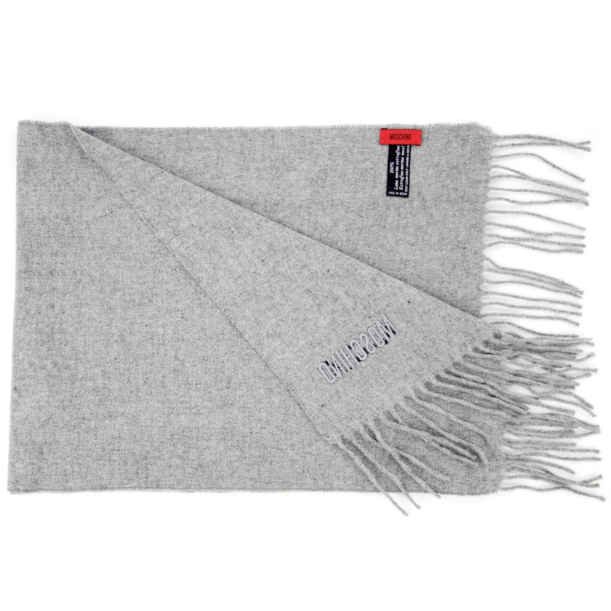 Love Moschino Sciarpa Knitted Logo Scarf Light Grey