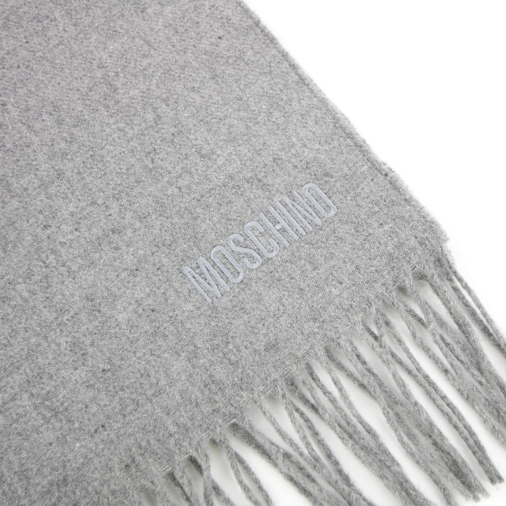 Love Moschino Sciarpa Knitted Logo Scarf Light Grey