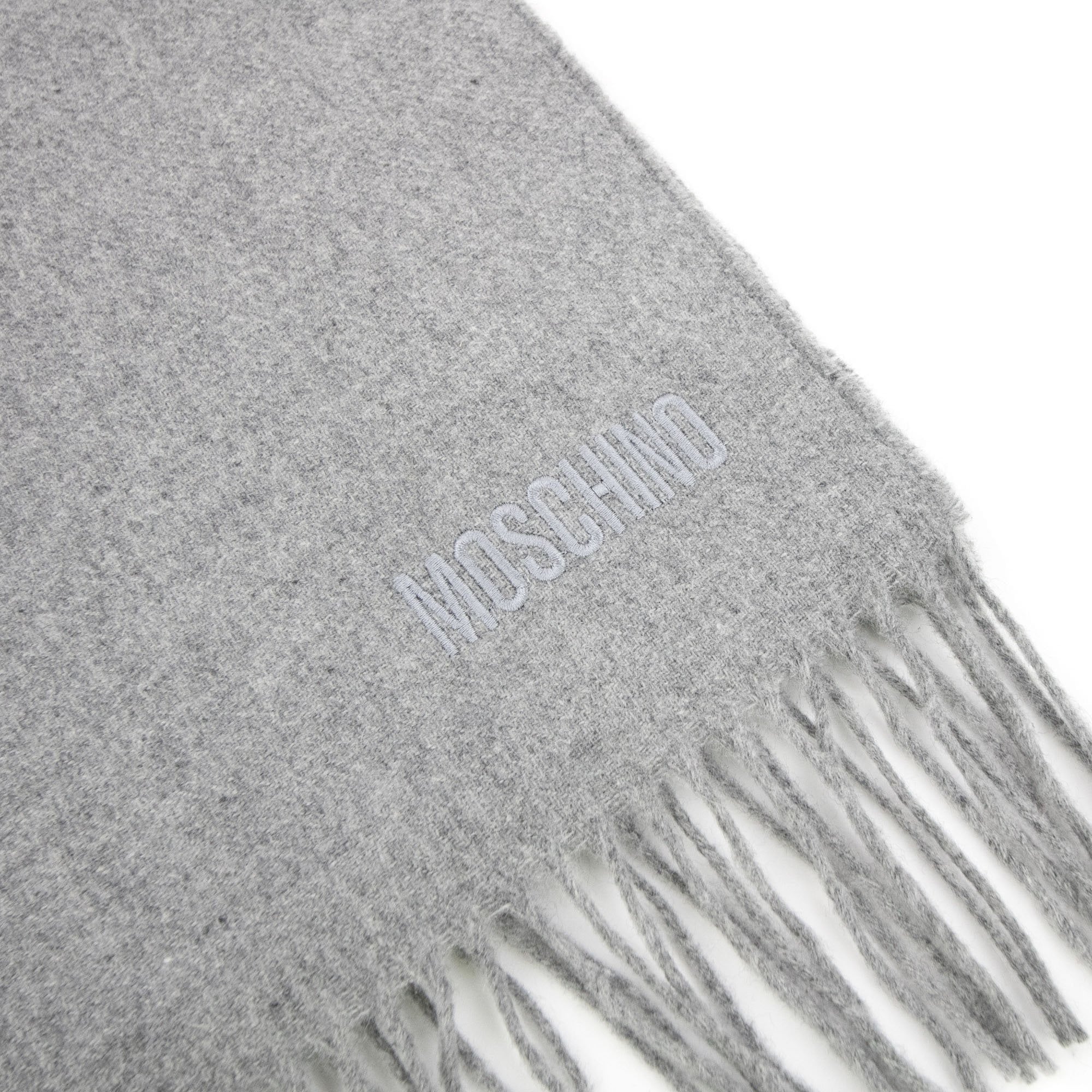 Love Moschino Sciarpa Knitted Logo Scarf Light Grey