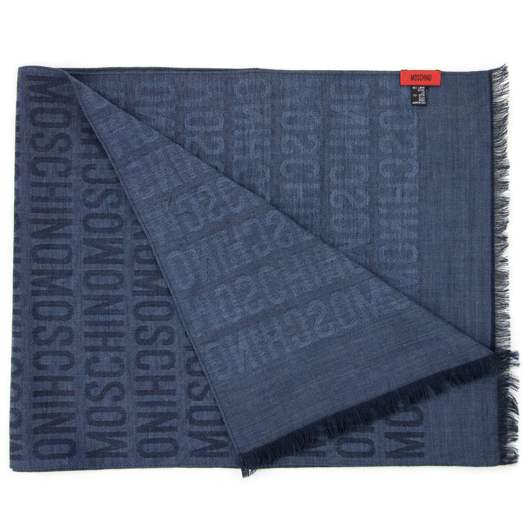 Love Moschino All Over Logo Print Scarf Sky Blue