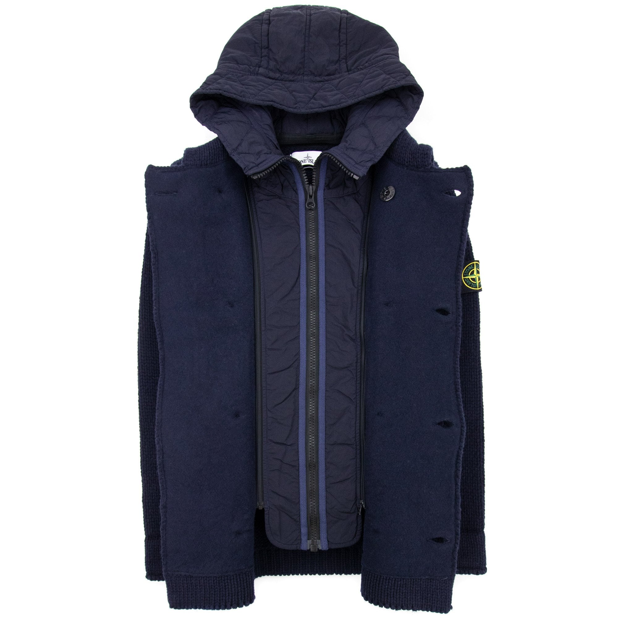 Stone Island Double Breasted Knitted Cardigan Navy V0020