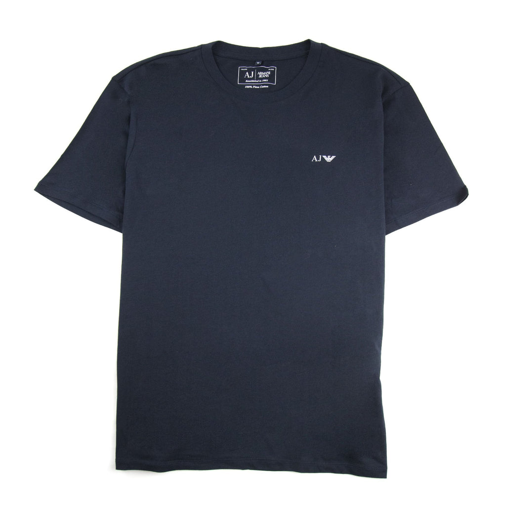 Armani Jeans Logo Print Crewneck T Shirt Blue Notte