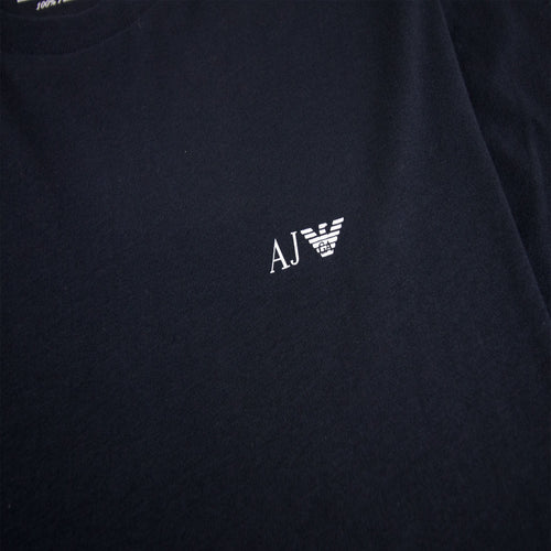 Armani Jeans Logo Print Crewneck T Shirt Blue Notte