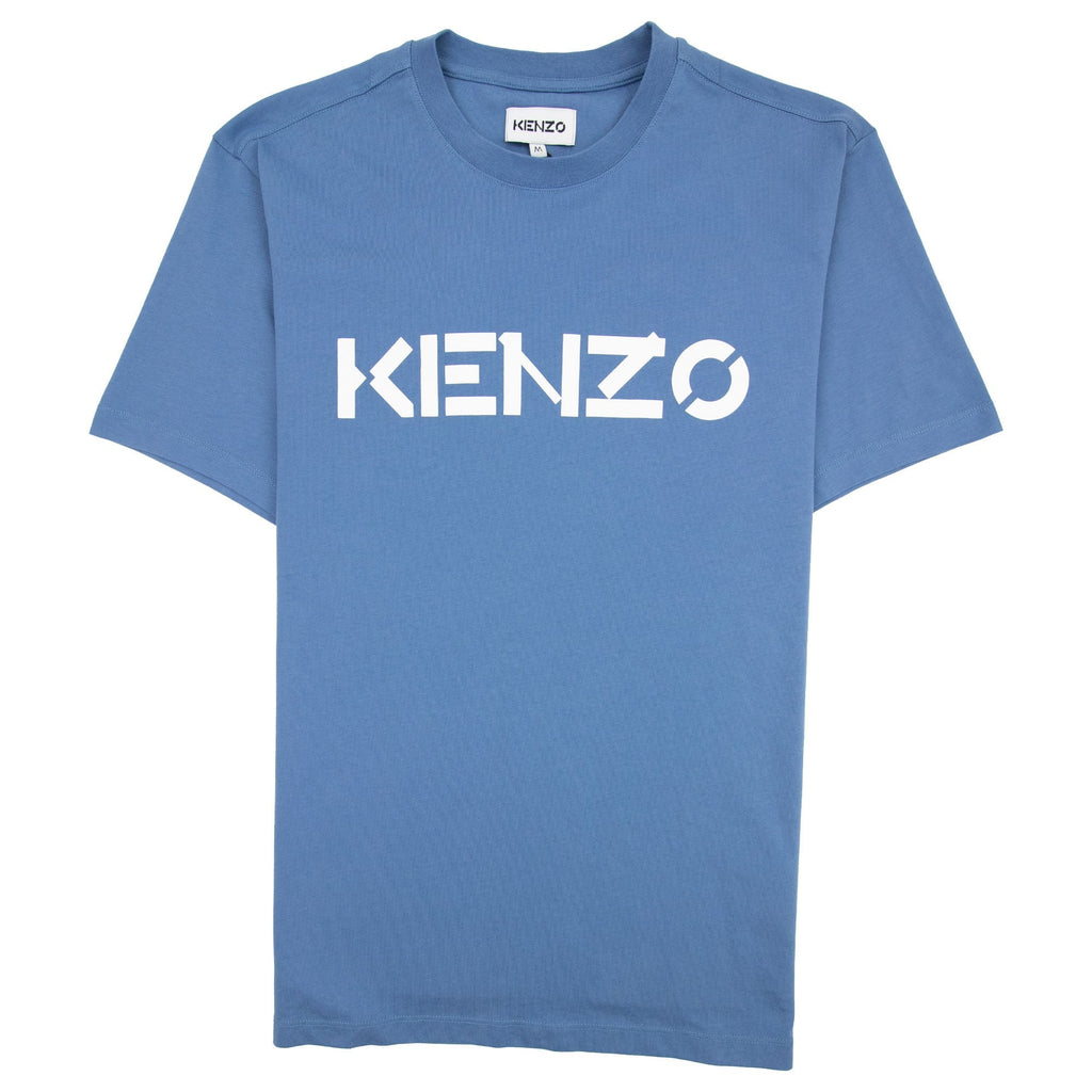 Kenzo Logo Print Crewneck T Shirt Marin Blue