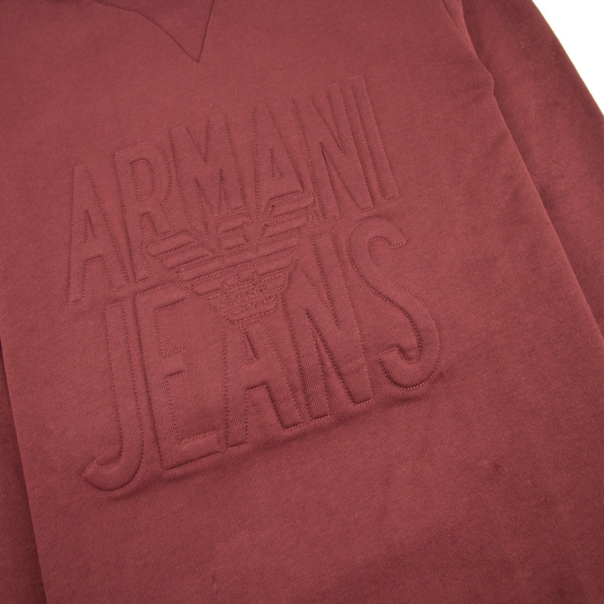 Armani Jeans Embossed Crewneck Sweet Shirt Red