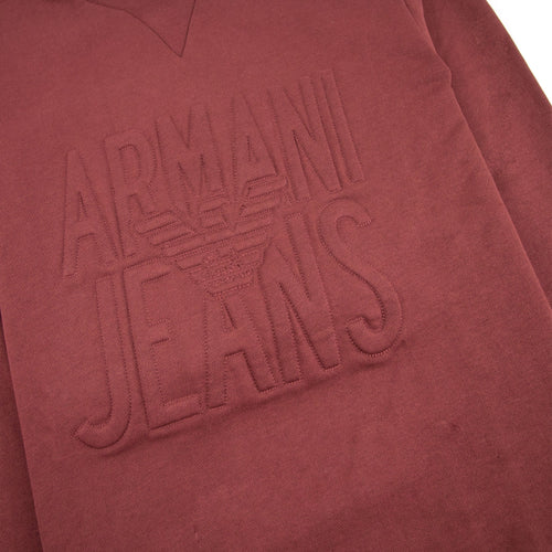 Armani Jeans Embossed Crewneck Sweet Shirt Red