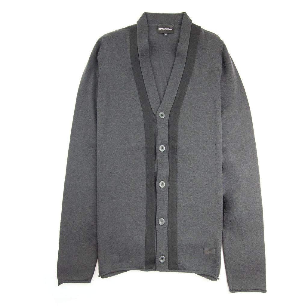 Emporio Armani Rubber Logo Cardigan Dark Grey
