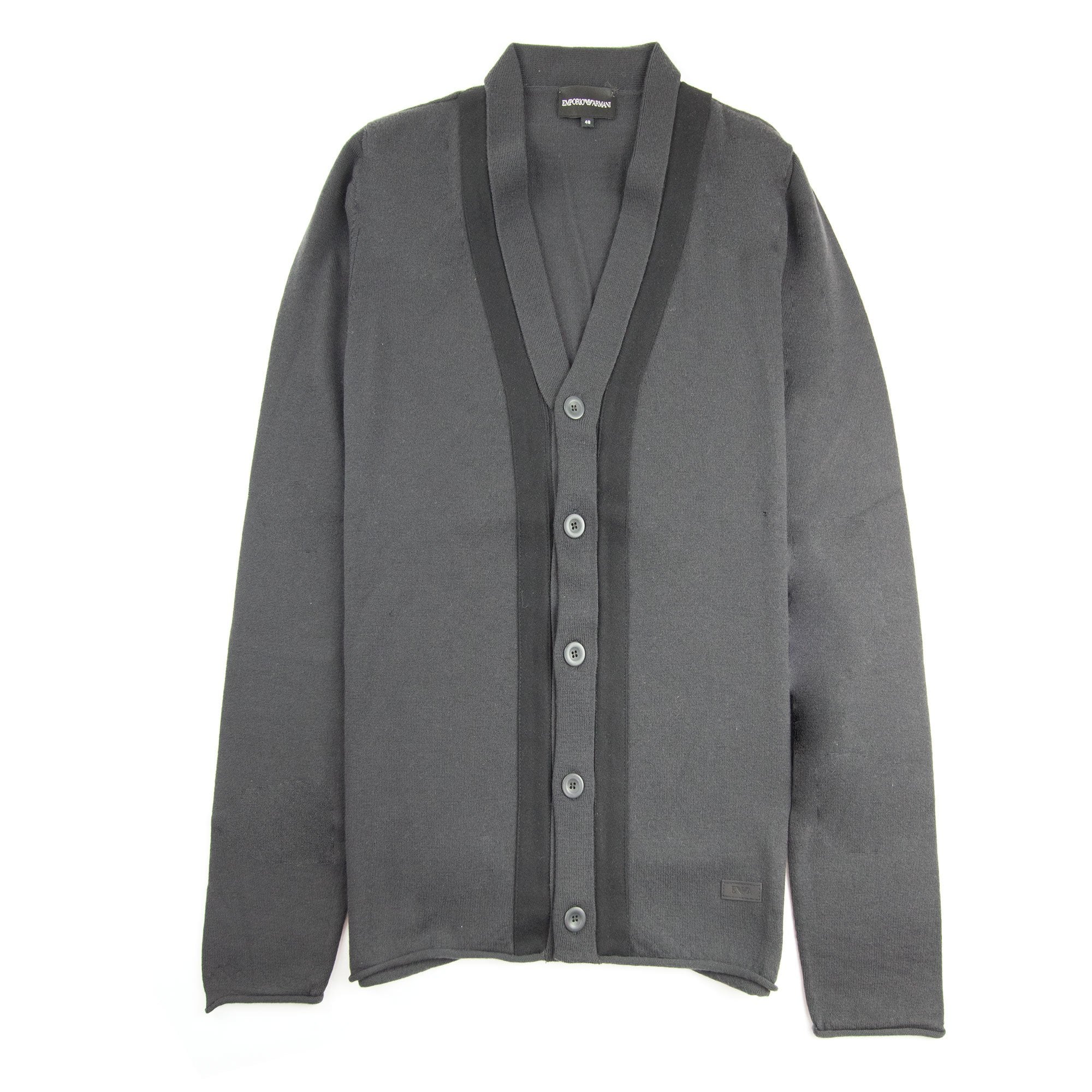 Emporio Armani Rubber Logo Cardigan Dark Grey