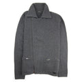 Emporio Armani Cotton Zip Up Knit Sweatshirt Dark Grey