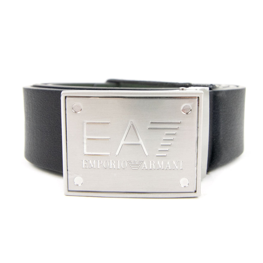 Ea7 Reversible Brushed Leather Belt Black Forest Night