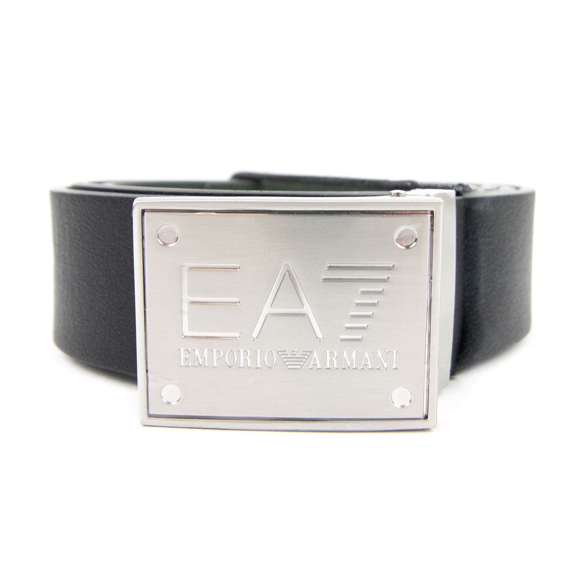 Ea7 Reversible Brushed Leather Belt Black Forest Night