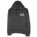 Ea7 Silver Large Logo Hoodied Sweatshirt Black