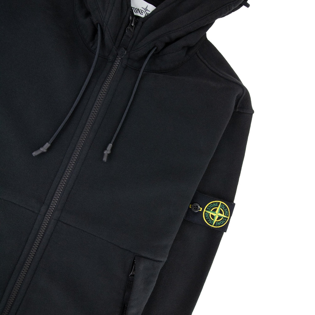 Stone Island 61420 Hooded Zip Up Sweatshirt Black V0029