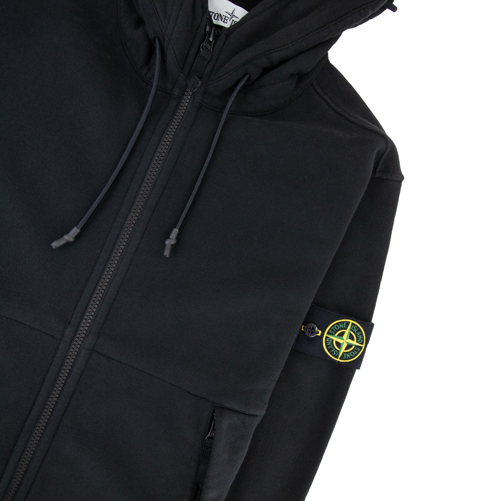 Stone Island 61420 Hooded Zip Up Sweatshirt Black V0029