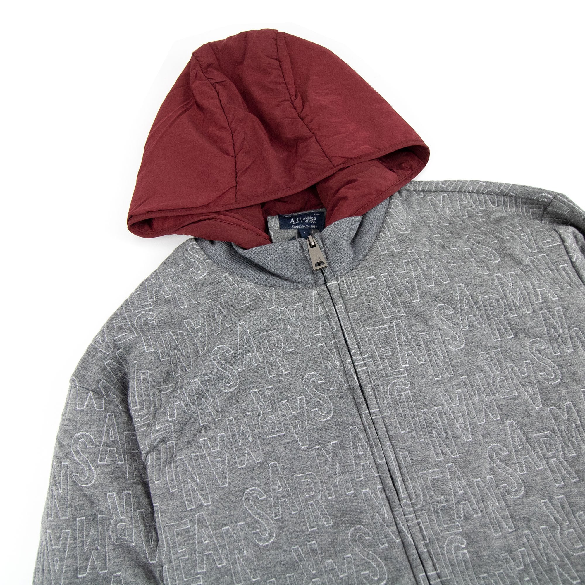 Armani Jeans Embossed Hoody Jacket Melange Grigio