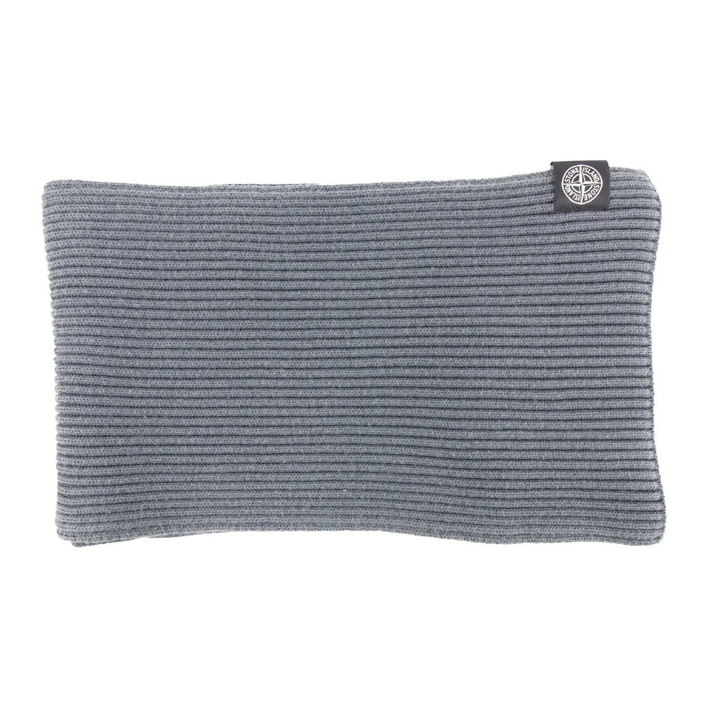 Stone Island Ribbed Wool Patch Logo Scarf Charcoal V0067