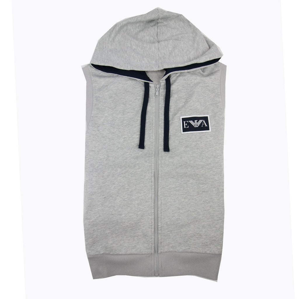 Ea7 Ea Logo Sleeveless Hoodied Sweatshirt Light Grey