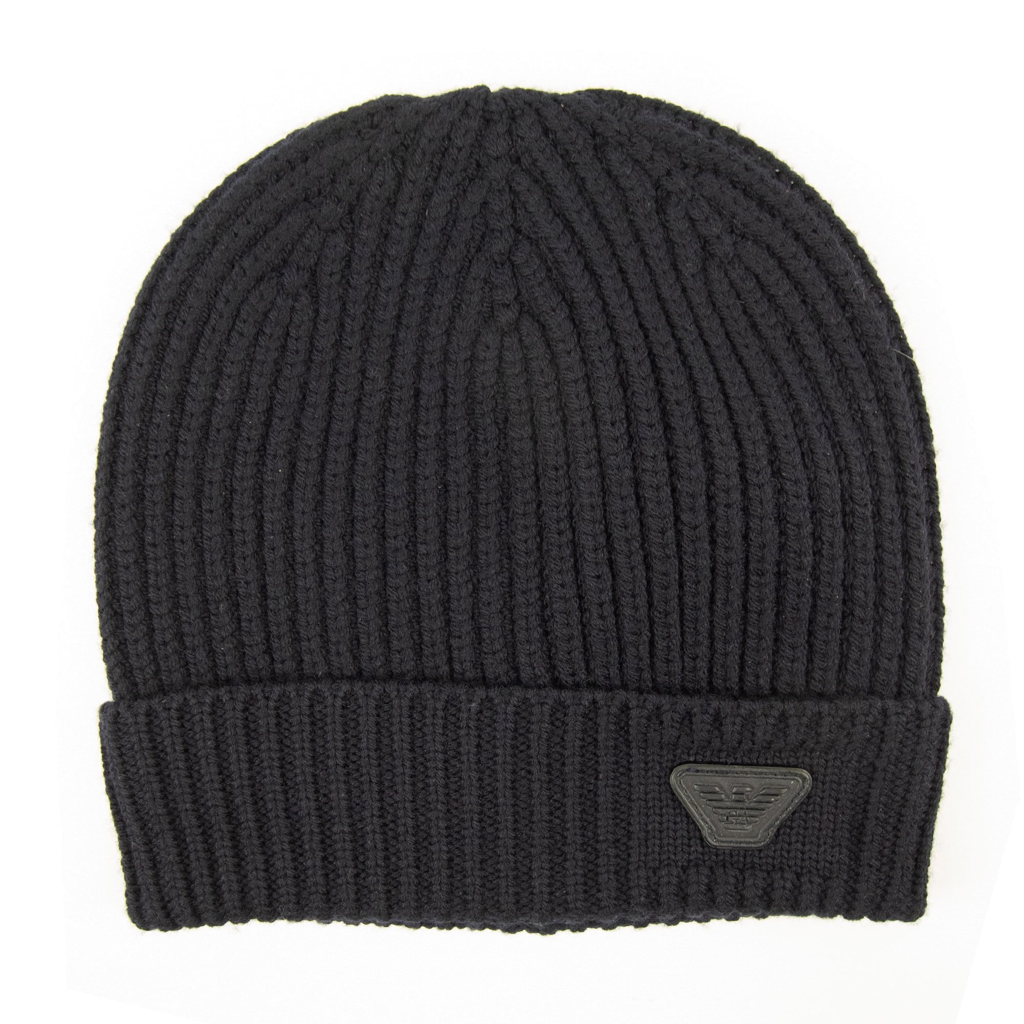 Emporio Armani Rubber Logo Knitted Hat Dark Blue SA30