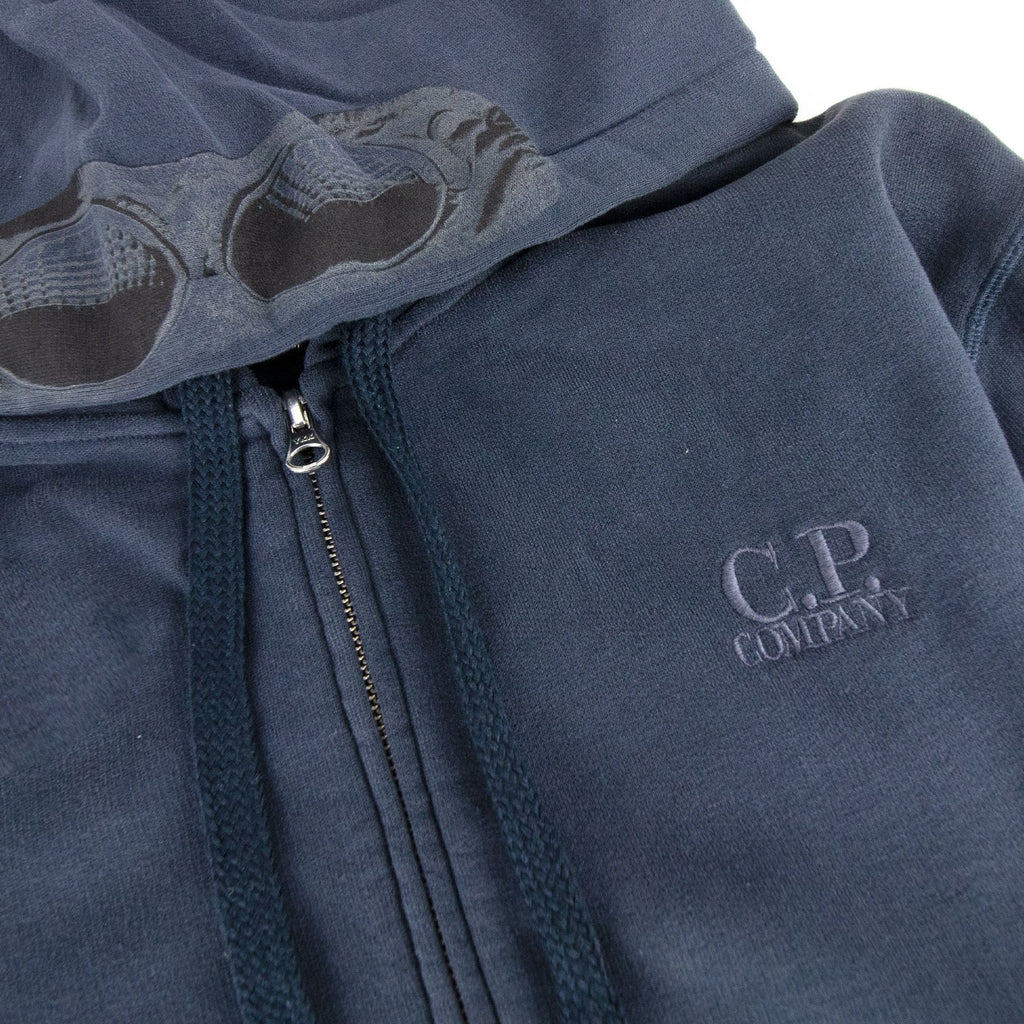 Cp Company Embroidered Log Goggle Print Hoody Navy 881 SA30
