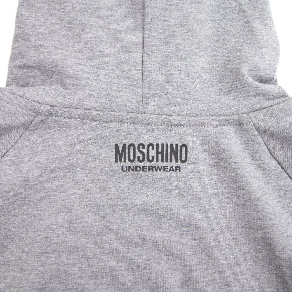 Moschino Underwear Arm Tape Logo Zip Up Hoody Dark Grey