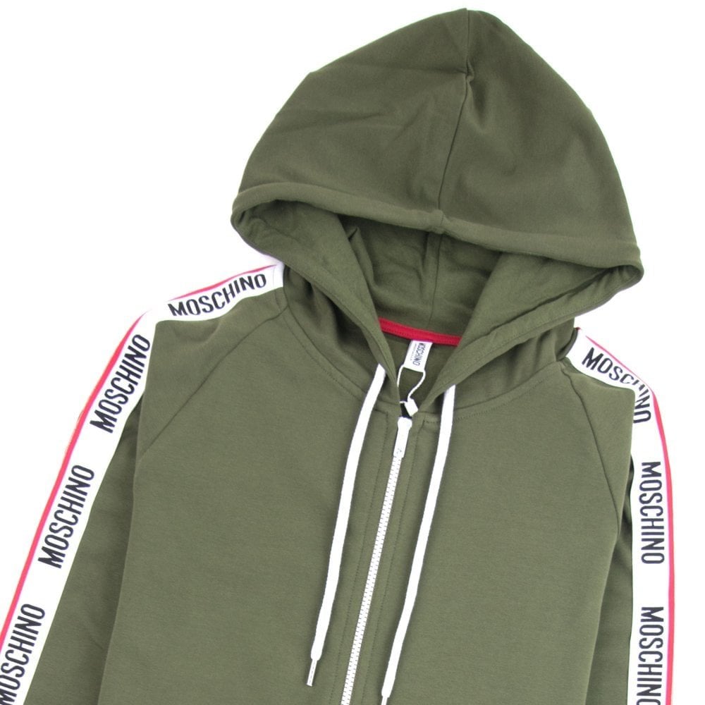 Moschino Underwear Arm Tape Logo Zip Up Hoody Khaki