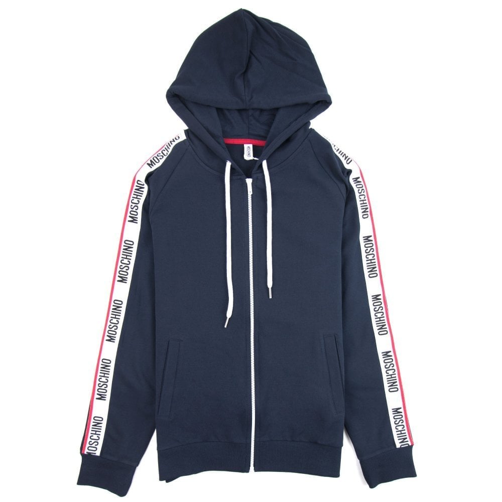 Moschino Underwear Arm Tape Logo Zip Up Hoody Dark Navy