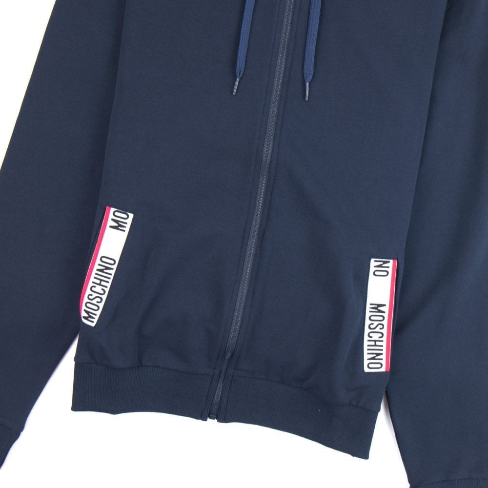 Moschino Underwear Pocket Tape Logo Hoody Dark Navy