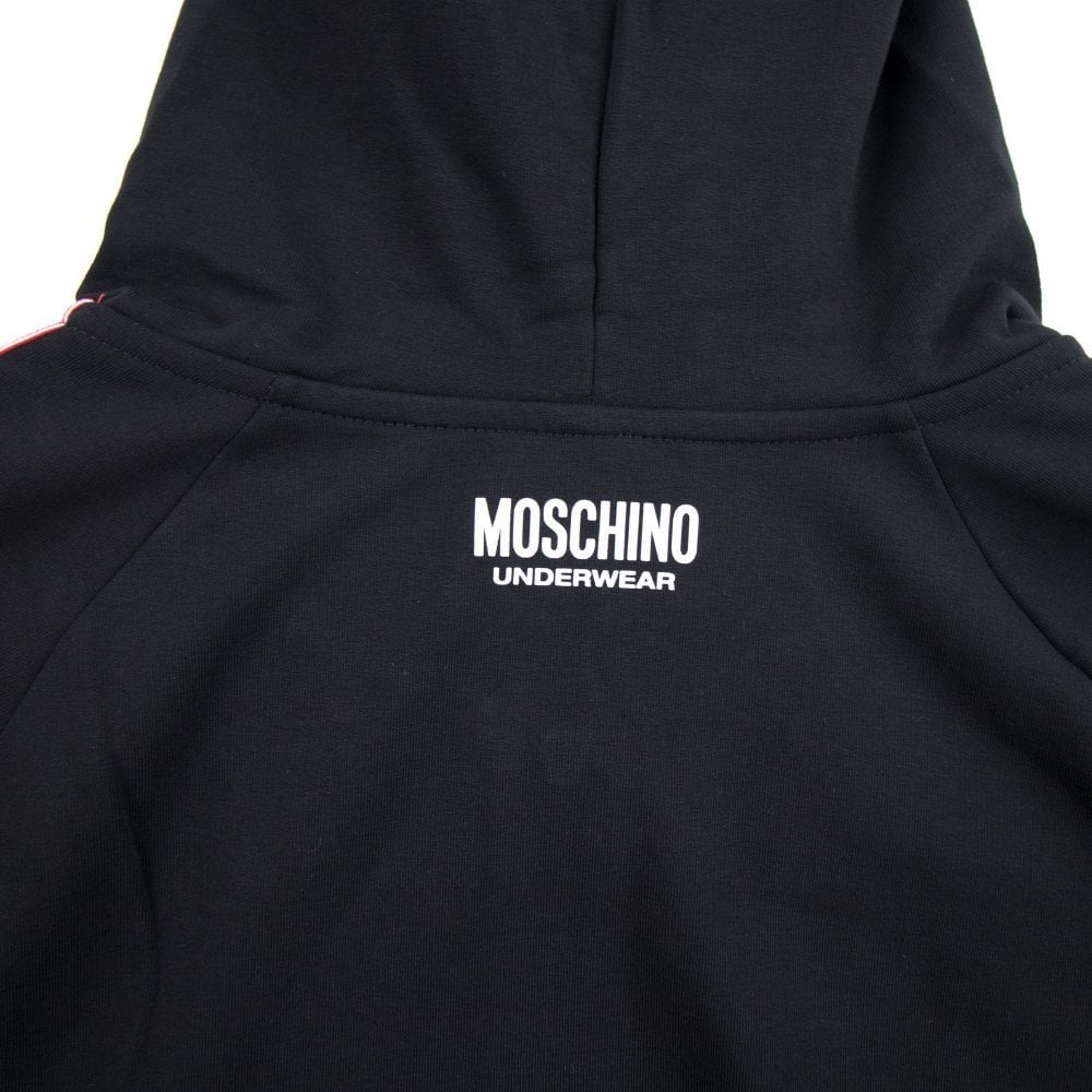 Moschino Underwear Pocket Tape Logo Hoody Black