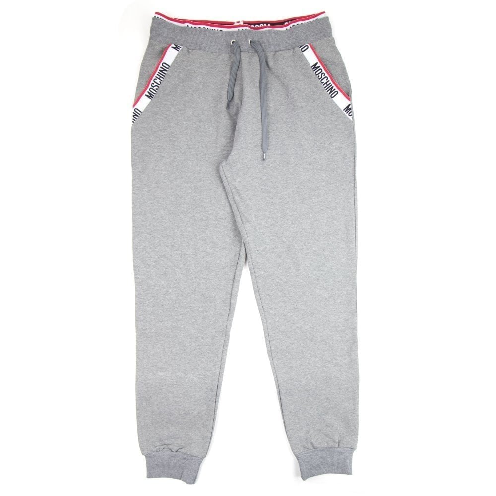 Moschino Underwear Pocket Tape Logo Jogging Pants Light Grey