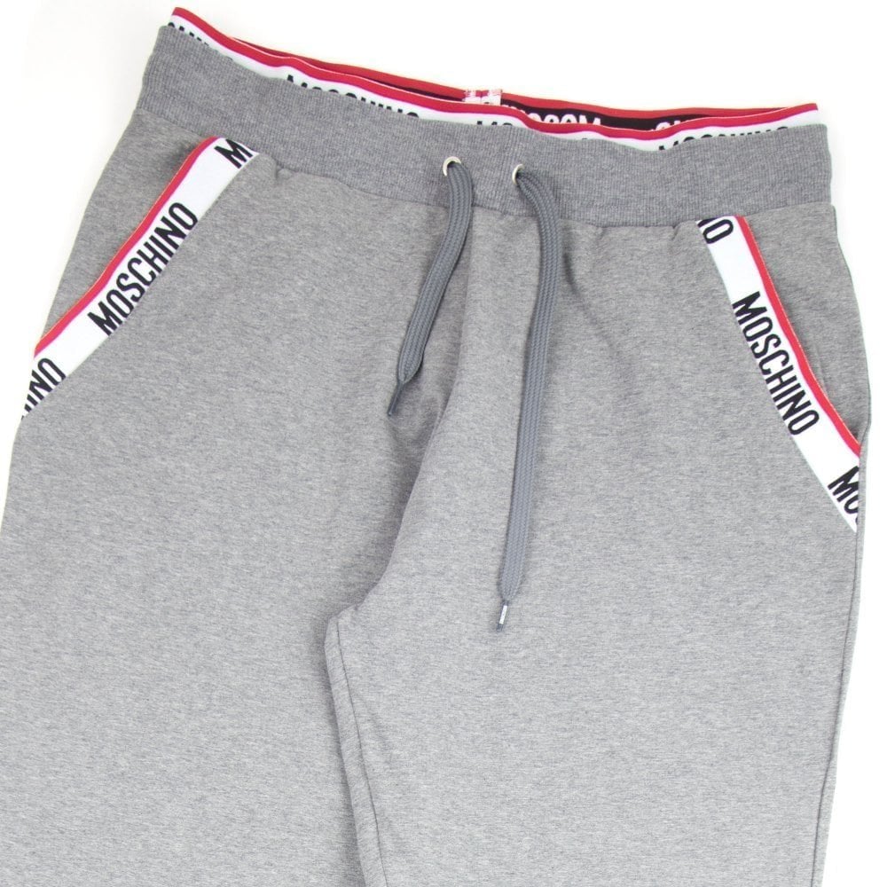 Moschino Underwear Pocket Tape Logo Jogging Pants Light Grey