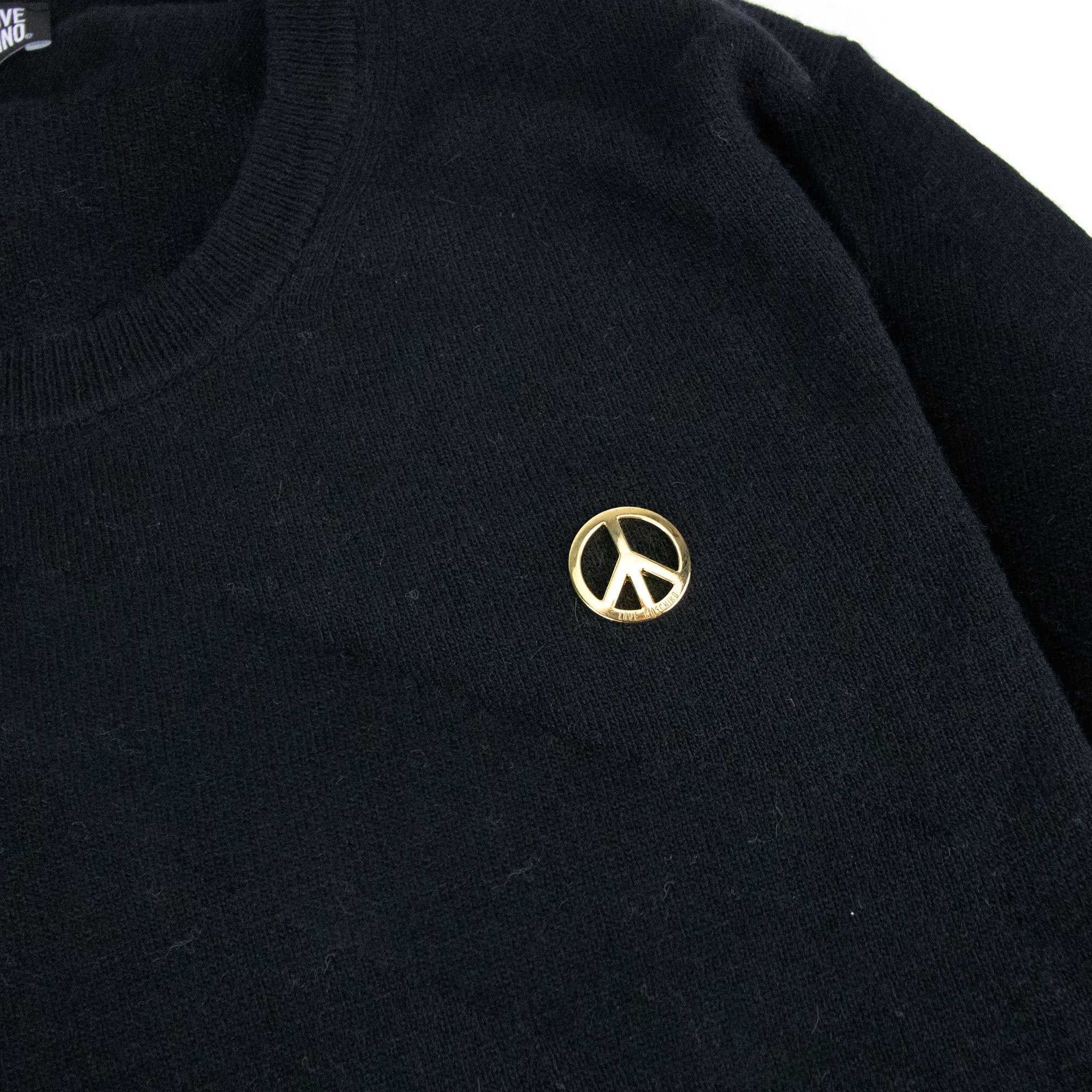 Love Moschino Gold Peace Logo Knit Sweat Black SA30