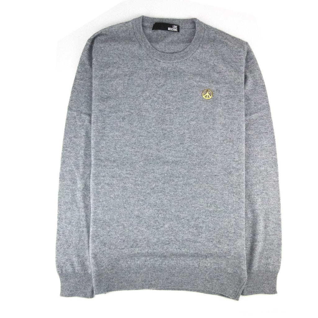 Love Moschino Gold Peace Logo Knit Sweater Grey SA30