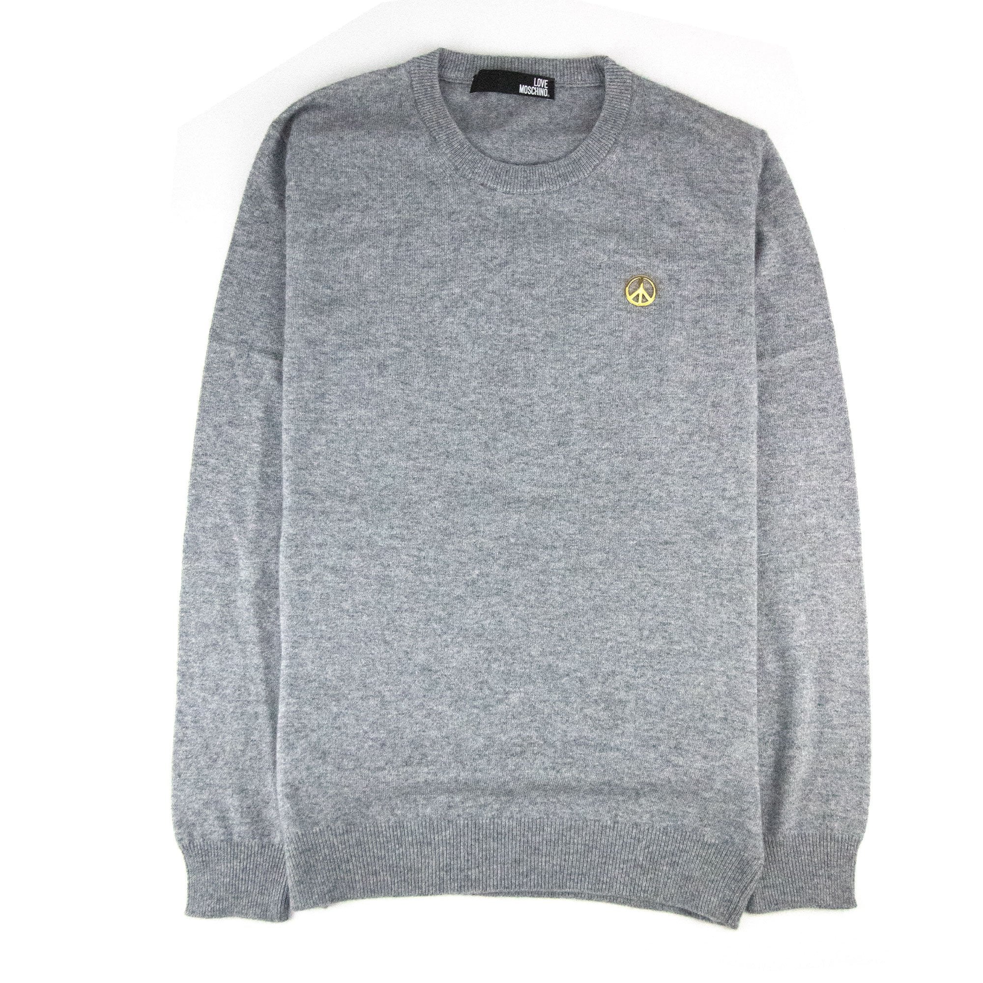 Love Moschino Gold Peace Logo Knit Sweater Grey SA30