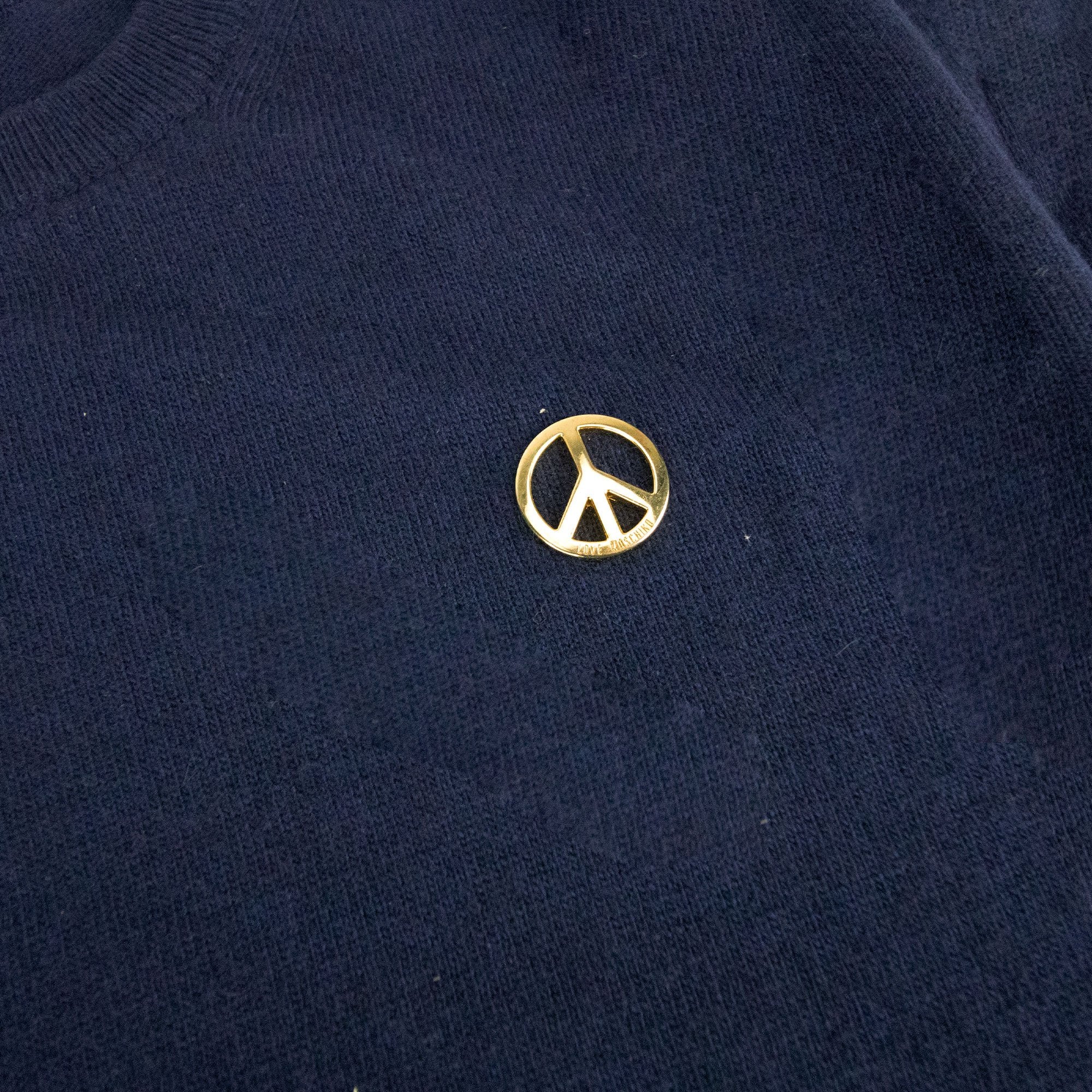 Love Moschino Gold Peace Logo Knit Sweat Navy Blue SA30
