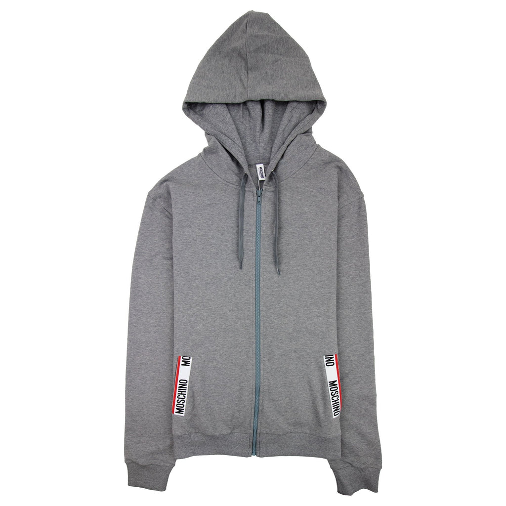Moschino Underwear Pocket Tape Logo Hoody Dark Grey