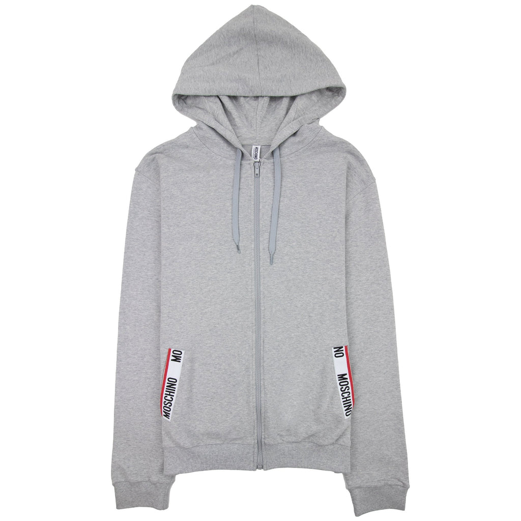 Moschino Underwear Pocket Tape Logo Hoody Light Grey