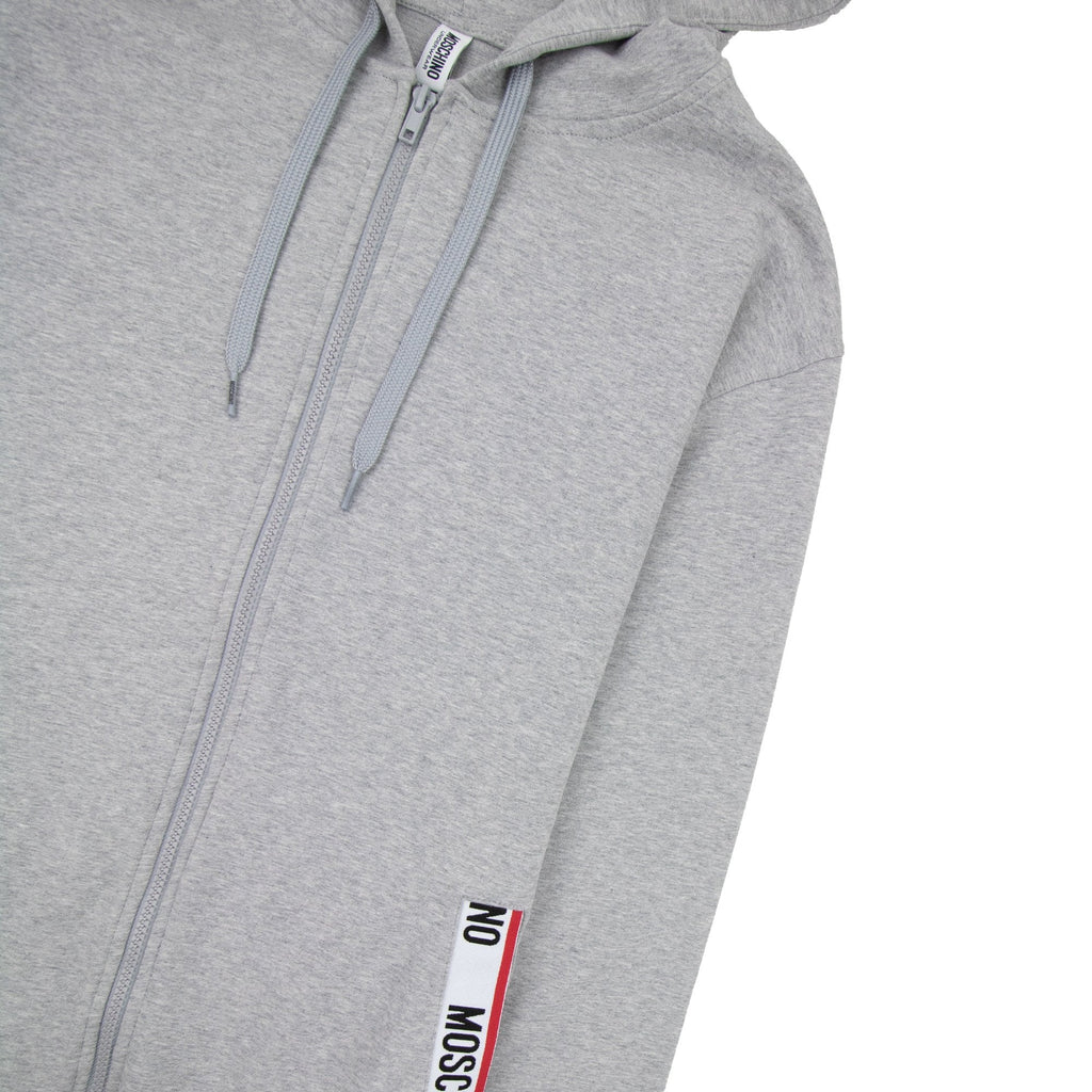 Moschino Underwear Pocket Tape Logo Hoody Light Grey