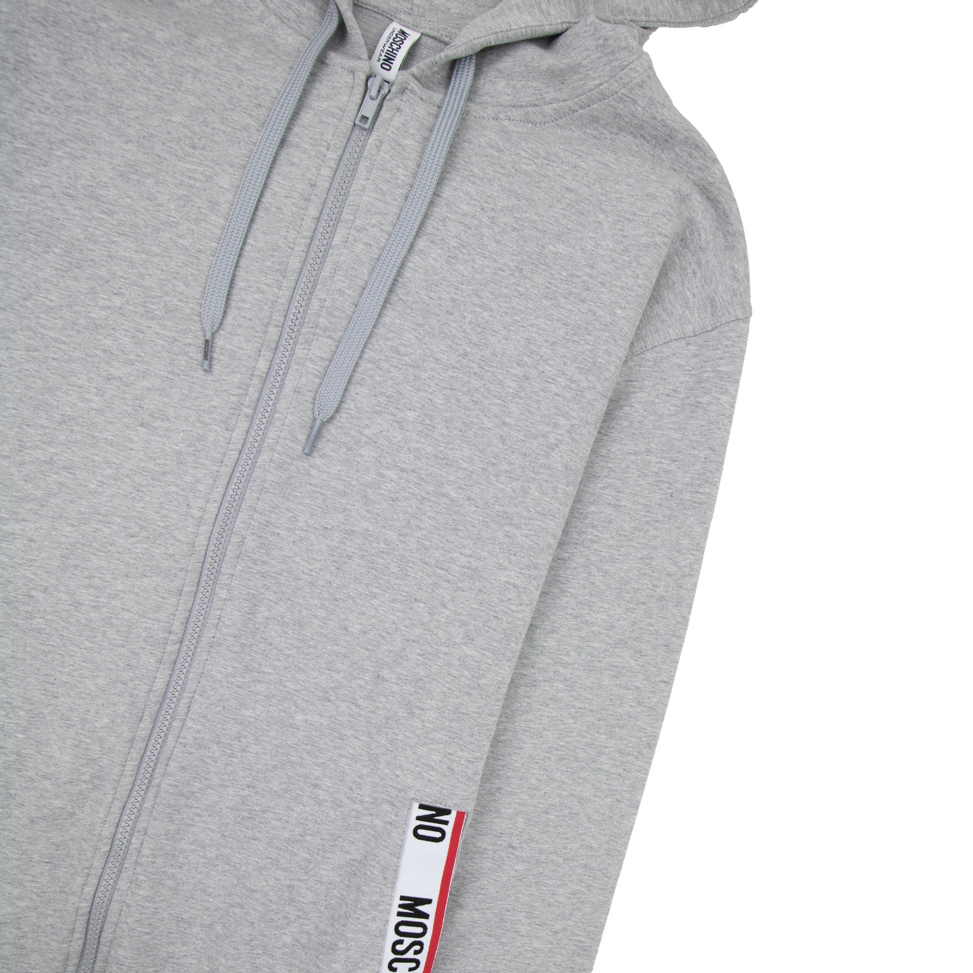 Moschino Underwear Pocket Tape Logo Hoody Light Grey