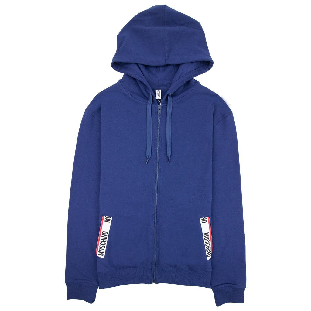 Moschino Underwear Pocket Tape Logo Hoody Blue
