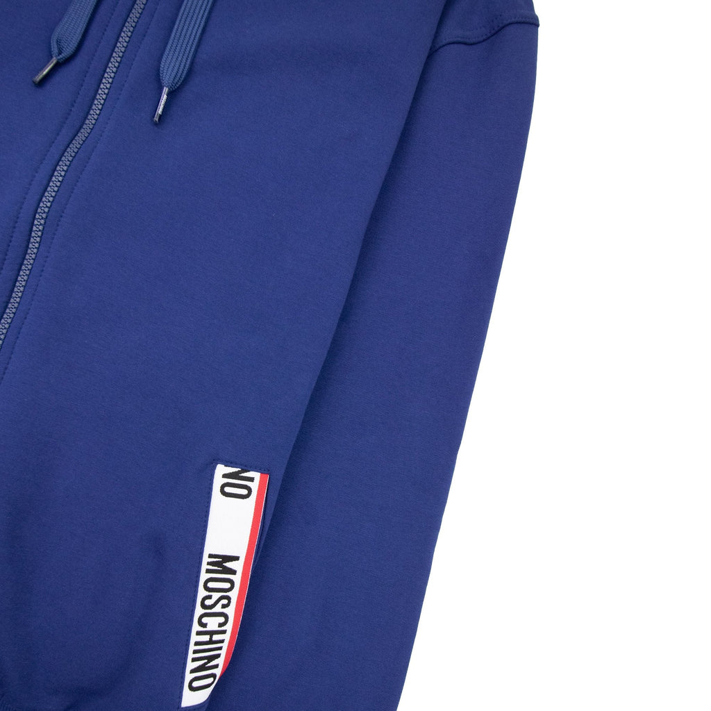Moschino Underwear Pocket Tape Logo Hoody Blue