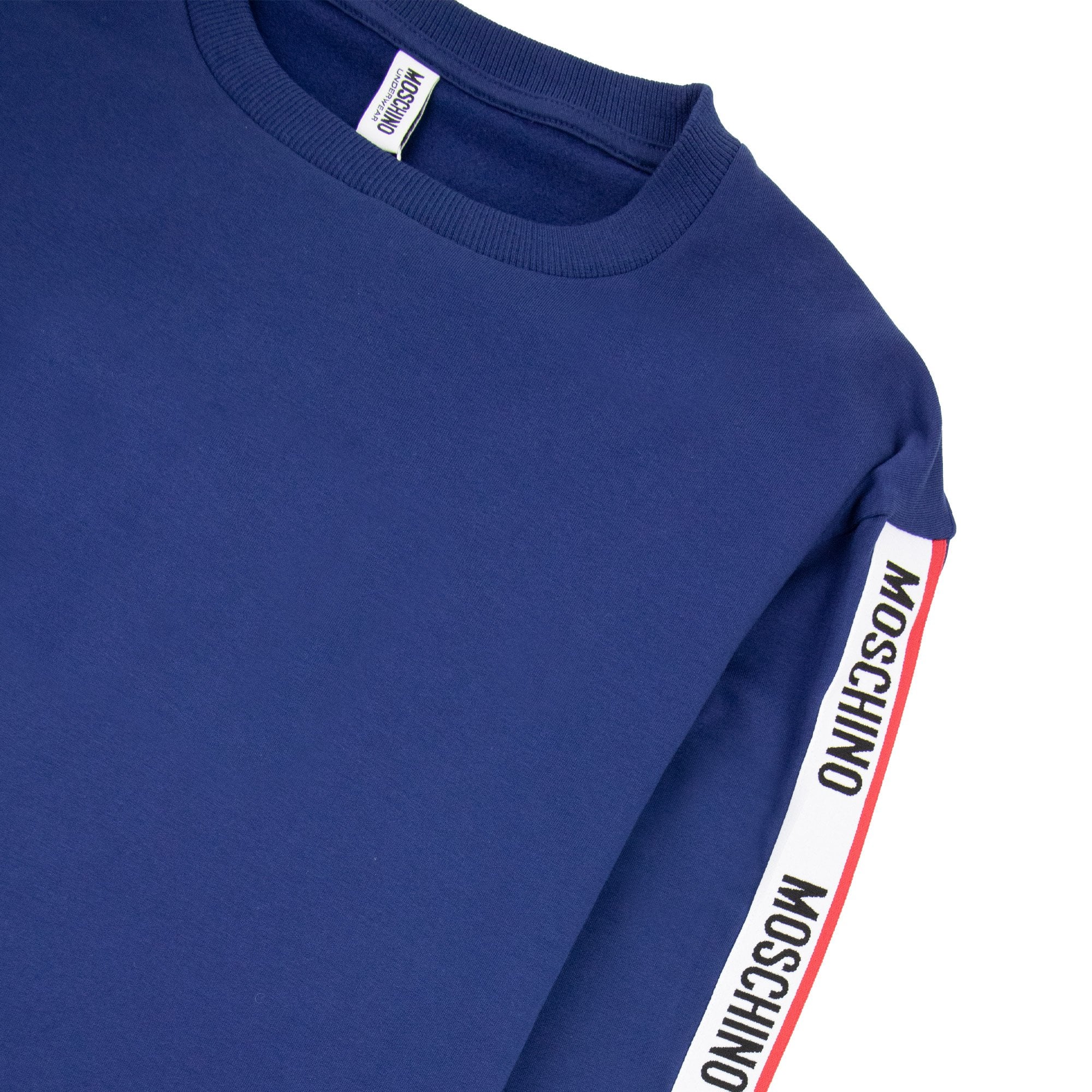Moschino Underwear Tape Logo Crew Neck Sweatshirt Navy Blue 0290