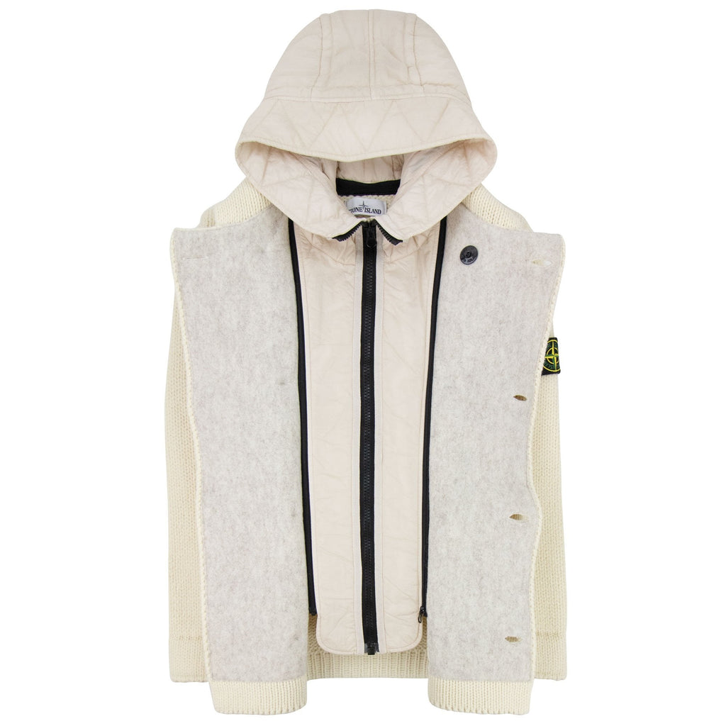 Stone Island Double Breasted Knitted Cardigan Butter V0035